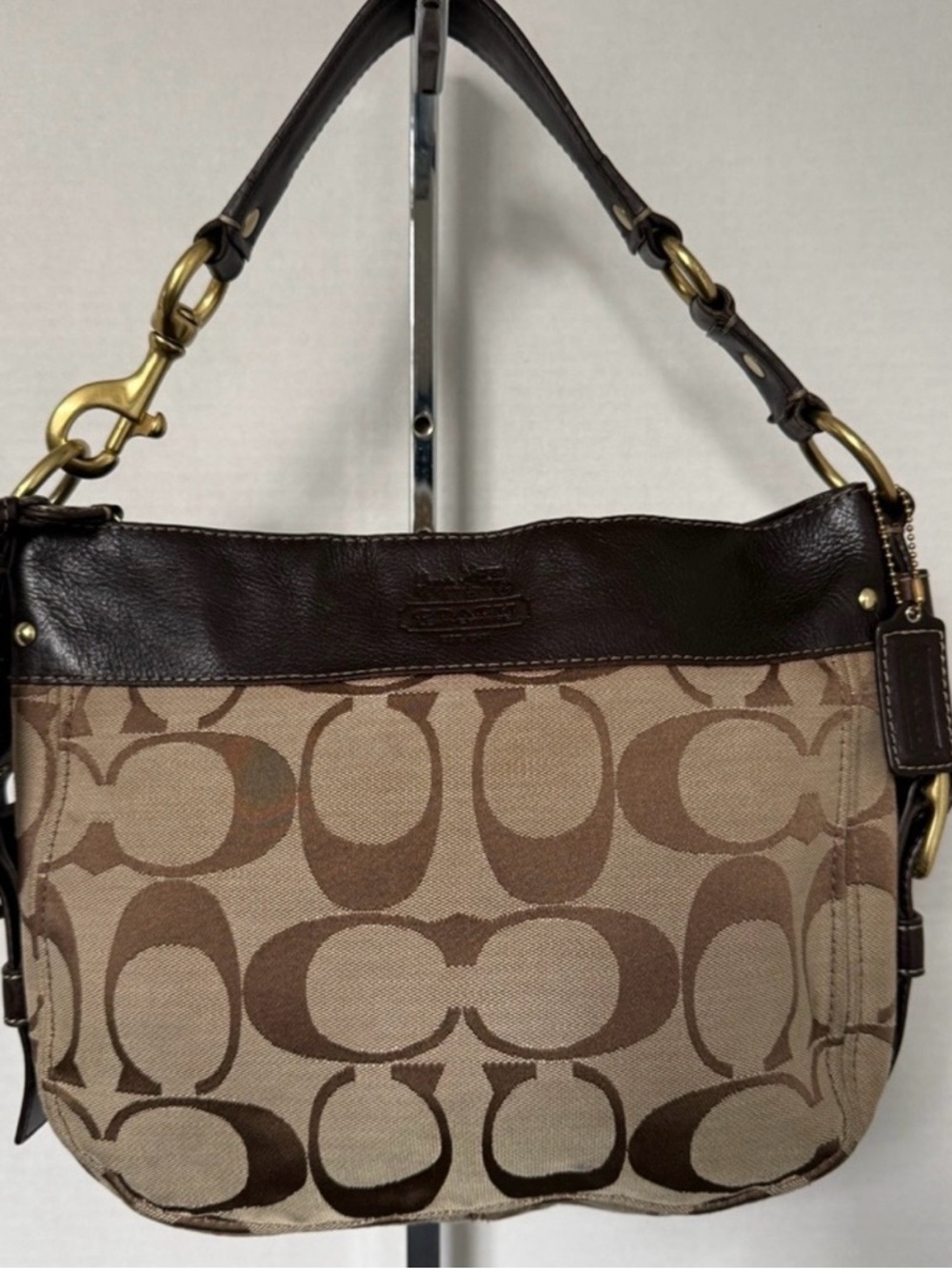 Coach Beige and Brown Signature Canvas Crossbody Bag - Picture 2 of 3